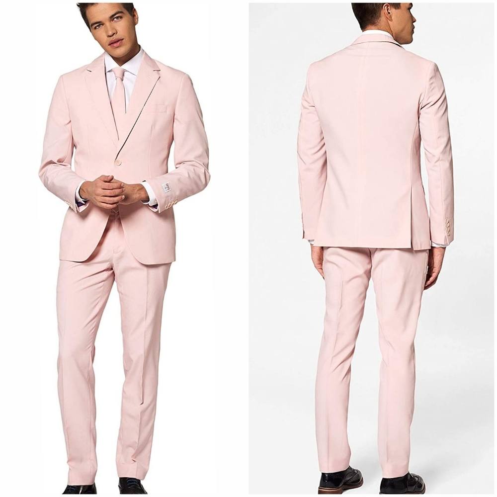 Men's 42R pink blush opposuits suit set blazer pant tie wedding dance prom party